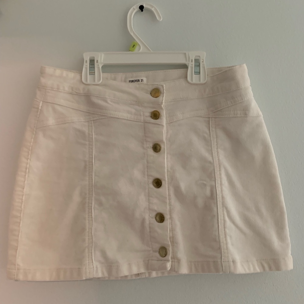 white “Forever 21” jean skirt